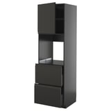 Modern black kitchen cabinet with sleek drawers and shelf, METOD design.