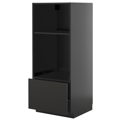 METOD black cabinet: sleek, modern kitchen storage with adjustable shelf, smooth drawer, and metal racks.