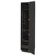 METOD black kitchen unit, tall and narrow, open showing shelves and drawers.