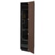 Modern dark brown wooden cabinet with black interior, adjustable shelves, and a smooth-closing drawer.