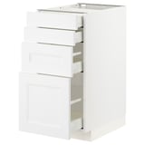 White METOD kitchen unit with multiple drawers, sleek design.