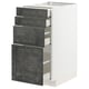 A white METOD kitchen cabinet with four dark grey concrete effect drawers, featuring a sleek and modern design.