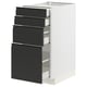 METOD kitchen unit with 4 black matte drawers, sleek handles, white base, modern design.