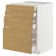 White ikea METOD kitchen cabinet with oak drawers, minimalist design.
