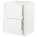 White METOD kitchen cabinet with drawers & shelves.