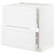 White METOD kitchen cabinet with two drawers and two shelves.