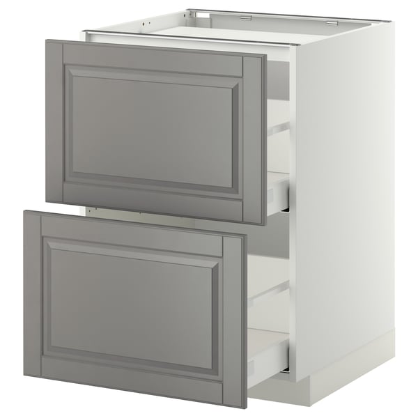 Ikea METOD gray kitchen cabinet, two drawers, beveled edges.