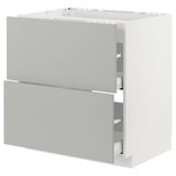 Light grey METOD kitchen cabinet with two drawers and sleek handles.