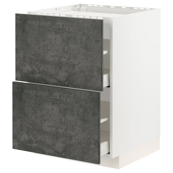 Modern gray drawer unit, white base METOD kitchen system.