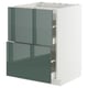 High-gloss grey-green METOD kitchen cabinet, rectangular shape with two drawers and sleek design.
