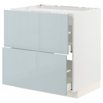 METOD kitchen unit, high-gloss grey-blue, rectangular, 3 drawers.