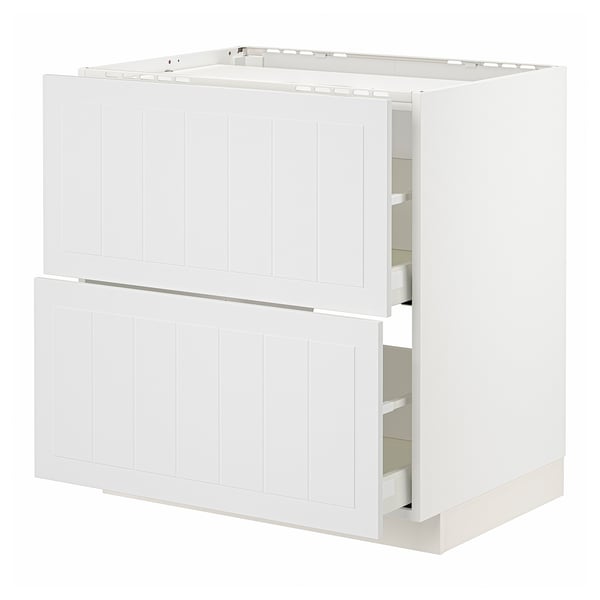 Alt: white METOD kitchen cabinet with double drawers.