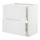 Alt: white METOD kitchen cabinet with double drawers.