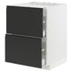 Modern black and white kitchen unit with built-in drawers, sleek edges, and a sturdy frame.