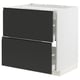 Modern black & white kitchen cabinet: METOD by ikea, sleek design, matte finish, two drawers, stainless steel hardware.