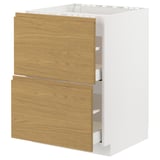 METOD kitchen unit, white & wood, 2 drawers, modern, minimalist design.