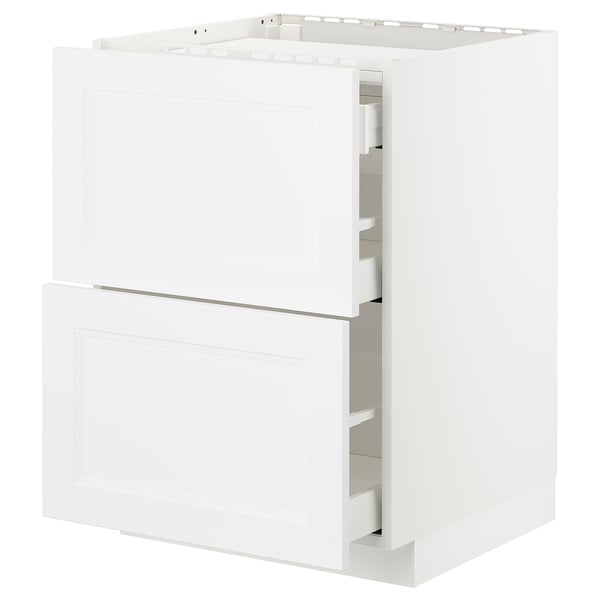METOD white kitchen cabinet with drawers. Modern, clean-lined & functional design.