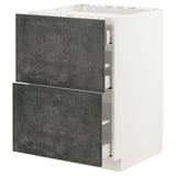 White METOD kitchen cabinet with dark grey drawers.