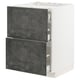 White METOD kitchen cabinet with dark grey drawers.