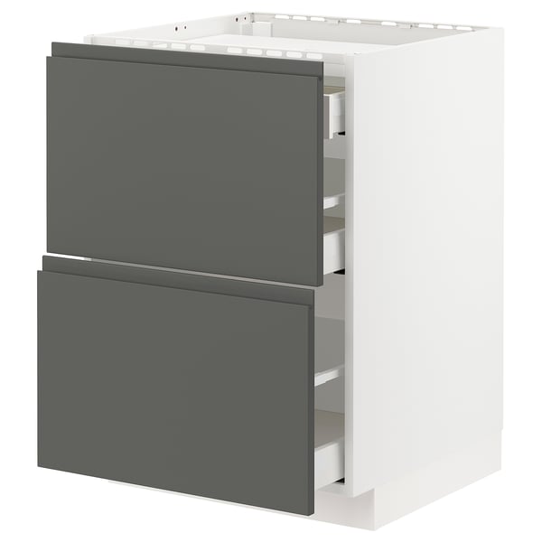 Modern kitchen cabinet: METOD with dark grey voxtorp fronts, two drawers, sleek design.