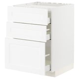 This image shows a white METOD kitchen unit with multiple drawers. It has a modern, minimalist design with a clean, organized appearance.