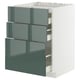 METOD kitchen unit: high-gloss grey-green drawers, white base, rectangular, modern design.