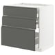 METOD kitchen unit: 3 dark drawers, white base, modern design