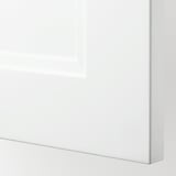 Close-up of sleek, white glossy cabinet showing smooth finish and quality edges.