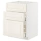 White METOD kitchen unit with beveled off-white bodbyn drawer & door fronts.