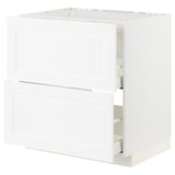 White METOD kitchen cabinet, classic design with wooden texture, rectangular shape, and smooth finish.