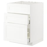 A white METOD kitchen unit with drawers.