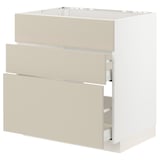 METOD kitchen cabinet, beige color, drawer system, white background.