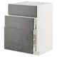 Modern kitchen cabinet: METOD in dark grey, three drawers, sleek concrete finish.