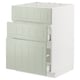 This image shows a METOD kitchen unit with stensund green fronts featuring drawers and a cabinet.