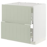 METOD kitchen unit with green stensund fronts, 2 drawers, white interior.