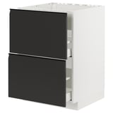 Modern kitchen cabinet, black and white, rectangular, minimalist design.
