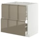 METOD kitchen unit with dark grey-brown high-gloss drawers, modern design.
