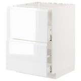 White METOD kitchen cabinet with modern storage drawers.