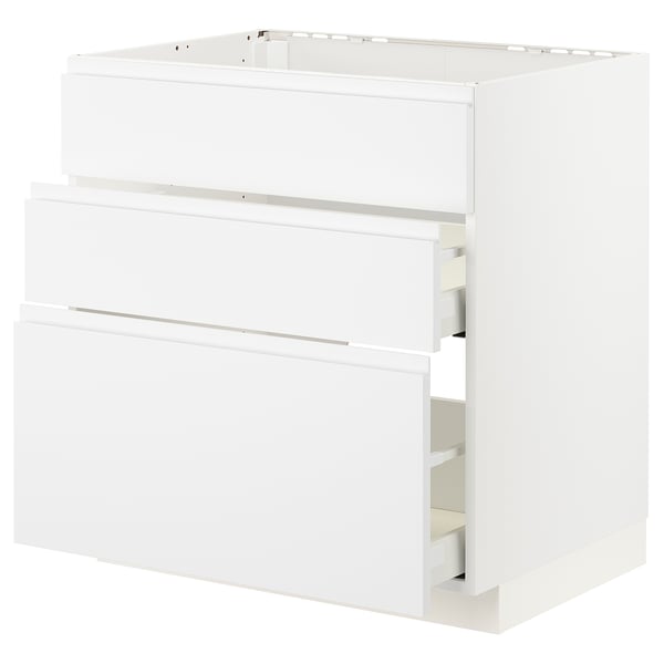METOD kitchen cabinet: 3 drawers, modern minimalist, particleboard, smooth drawers.