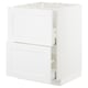 A white METOD kitchen cabinet with two drawers, featuring a sleek and modern design with smooth surfaces and handle-less drawers.
