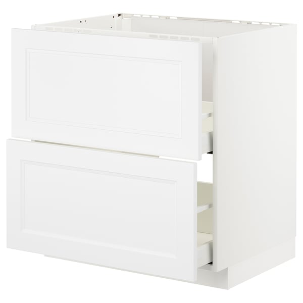 White ikea METOD kitchen cabinet with drawers, modern design.