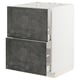 METOD kitchen cabinet with dark grey concrete kalhyttan fronts, modern urban design. White frame; two drawers.