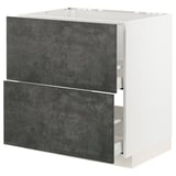 White METOD kitchen unit with two dark grey drawers.