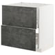 White METOD kitchen unit with two dark grey drawers.