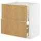 METOD / MAXIMERA Base cab f sink+2 fronts/2 drawers, white/Sinarp oak veneer, 80x60 cm