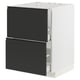 METOD kitchen unit with black drawers and white frame, modern design.