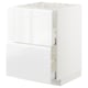 White METOD kitchen cabinet with high gloss finish and integrated handles.