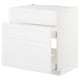 White METOD base cabinet with pull-out drawers for kitchen.