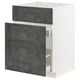 METOD kitchen cabinet, dark grey, modern industrial design, white frame, grey drawers.