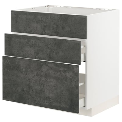 Ikea METOD kitchen unit in grey, three drawers, modern design.